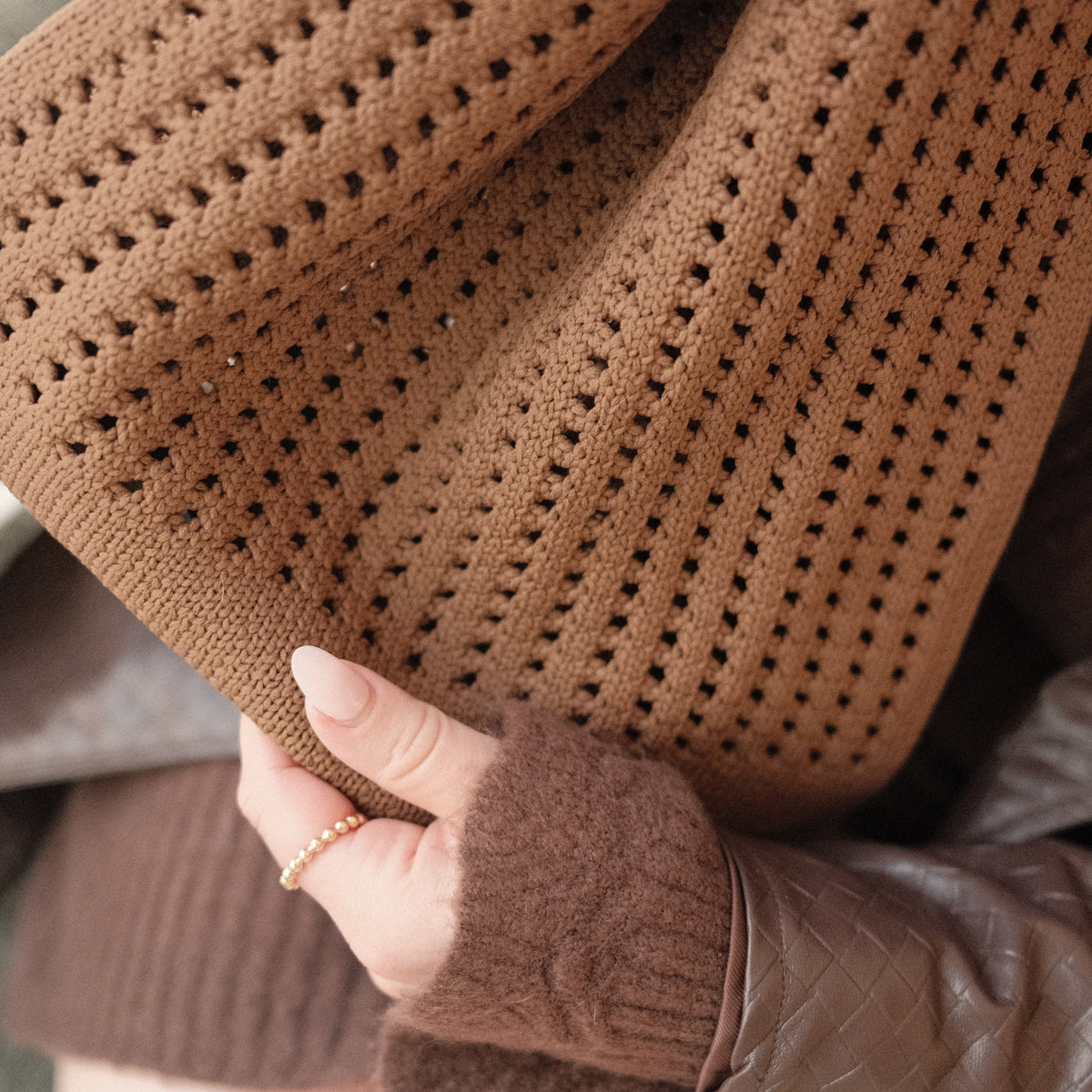Brown Crochet Handbag view 6 - Brown Crochet Bag