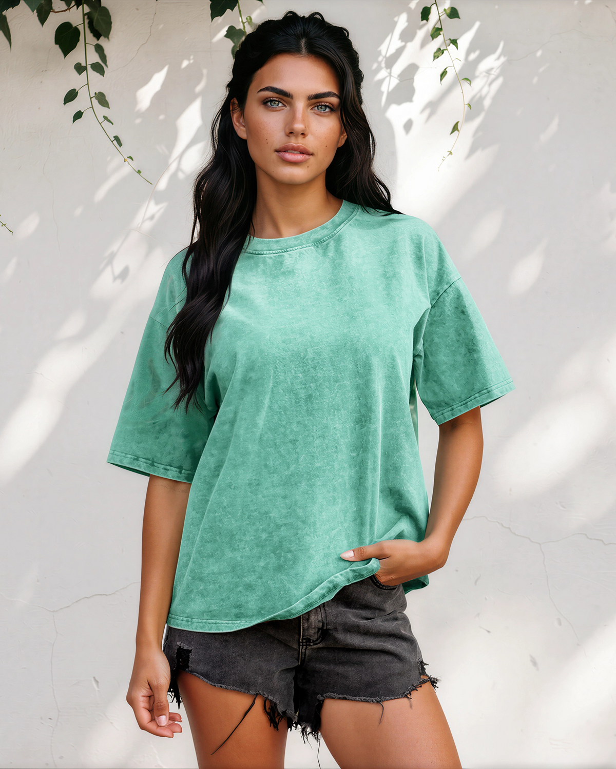 Campbell Cotton Mineral Washed Tee in Dark Grey view 9 (top)