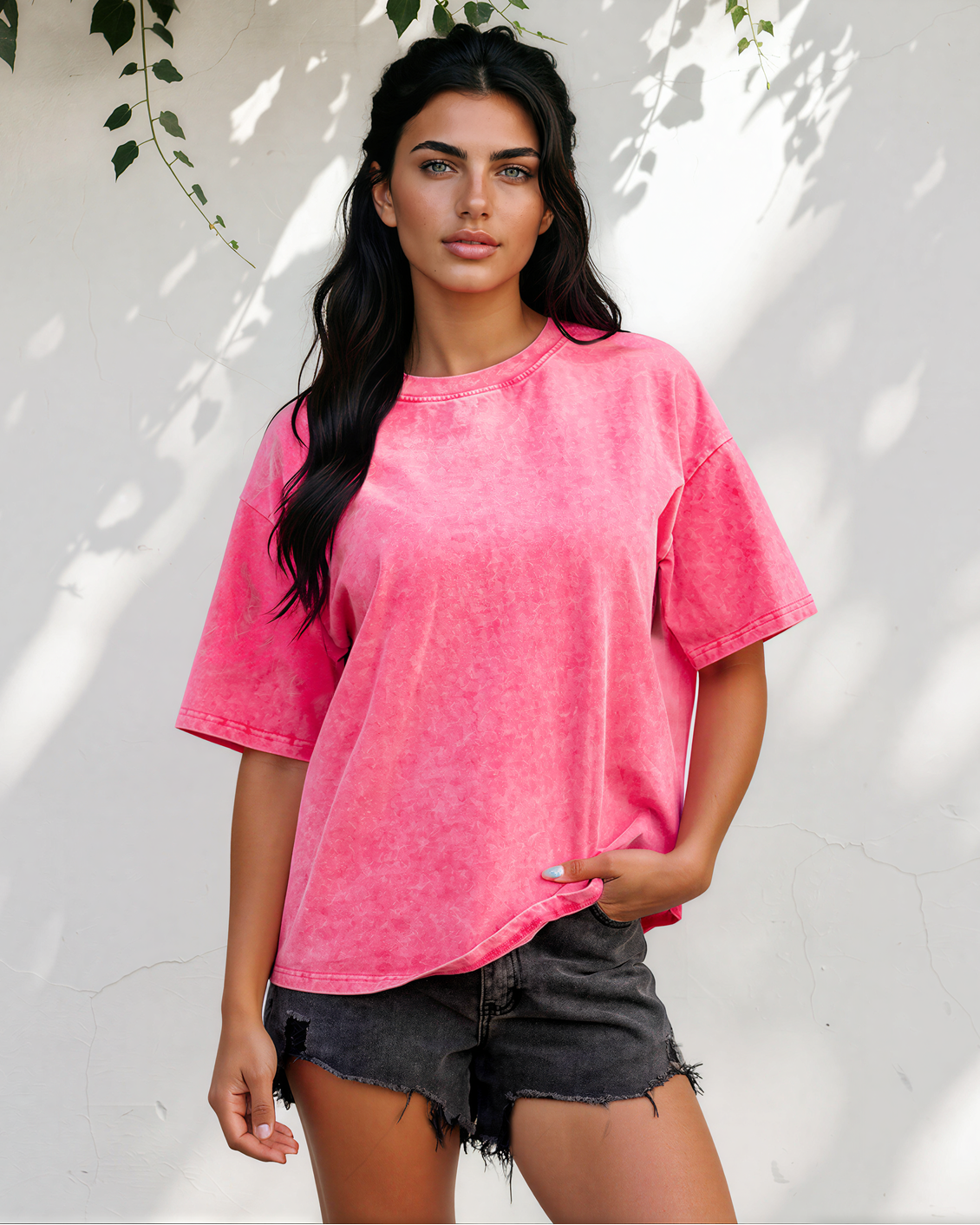Campbell Cotton Mineral Washed Tee in Mint Green view 3 (top)