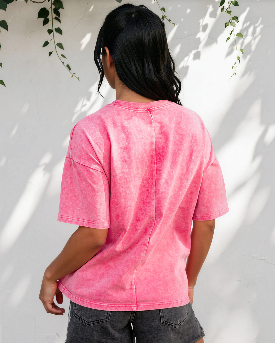 Campbell Cotton Mineral Washed Tee in Sachet Pink view 5 (top)