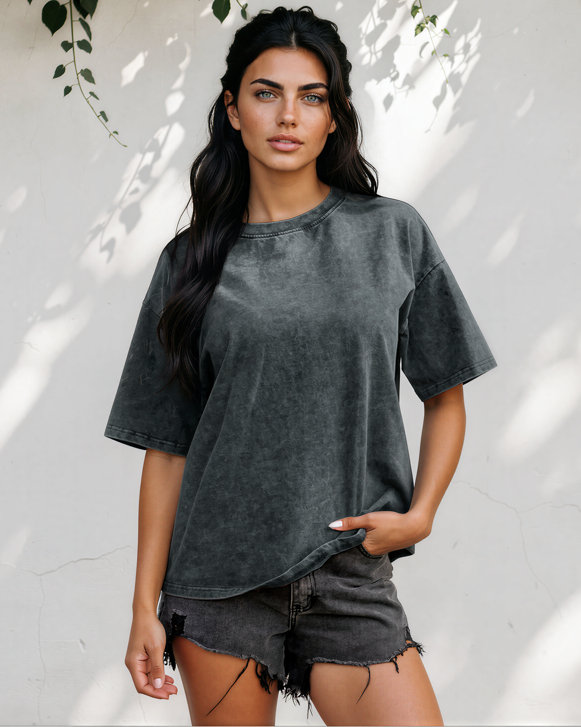 Campbell Cotton Mineral Washed Tee in Sachet Pink view 6 (top)