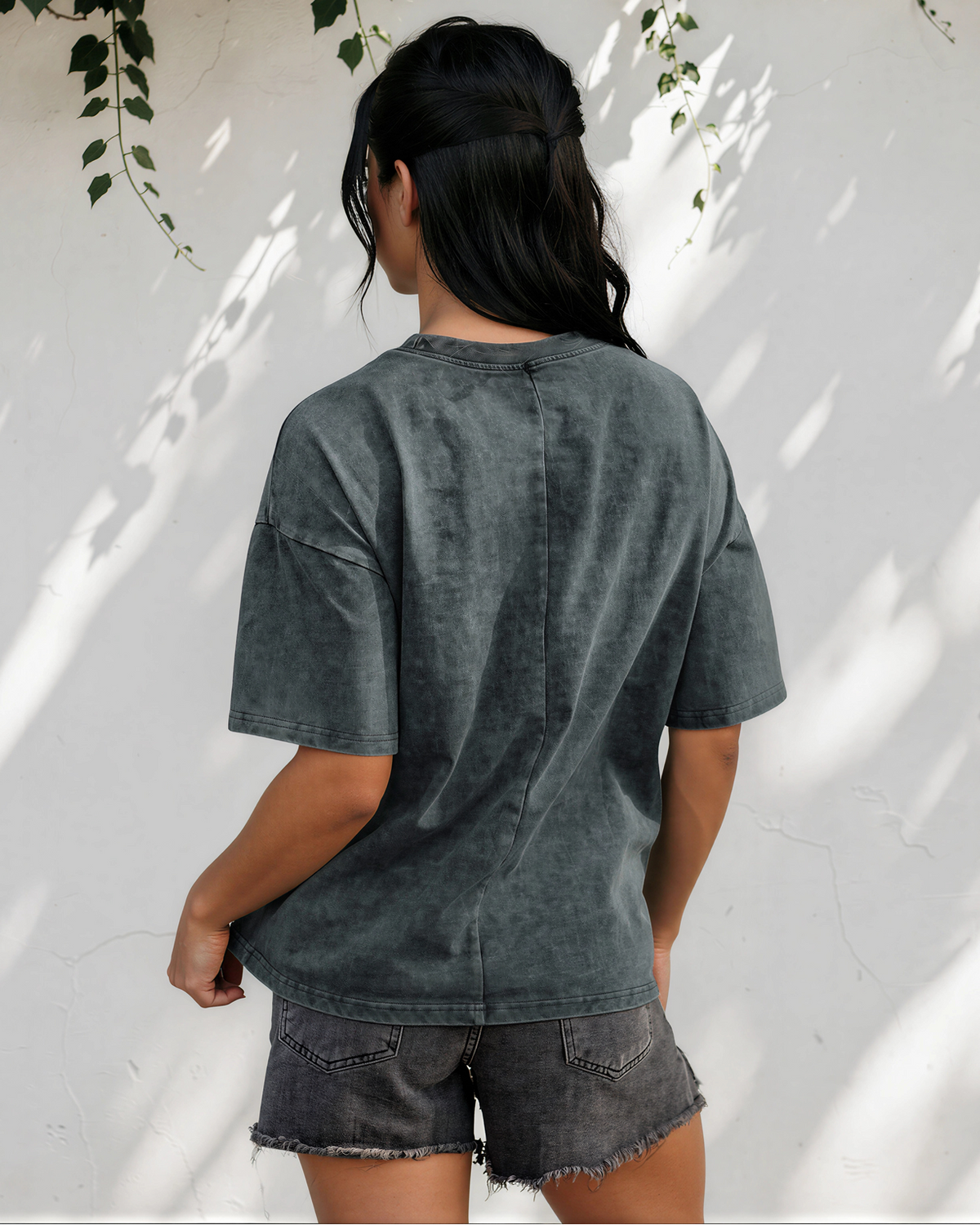 Campbell Cotton Mineral Washed Tee in Sachet Pink view 8 (top)