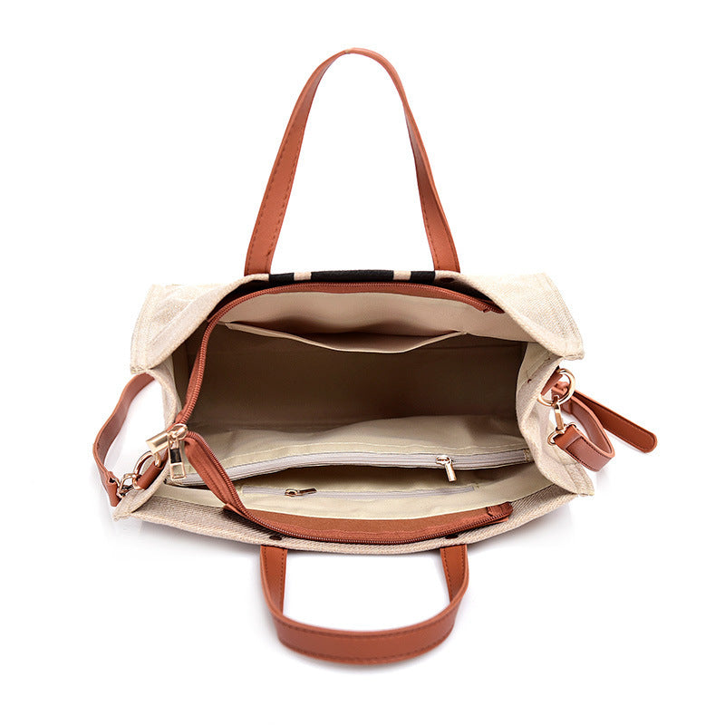 Canvas Stripe Tote view 10 - Canvas Stripe Tote Bag