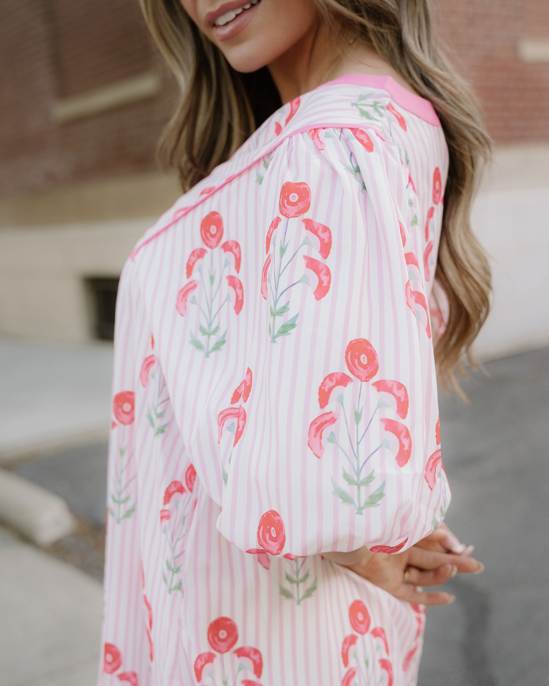 Catherine Puff Sleeve Flared Mini Dress in Pink view 6