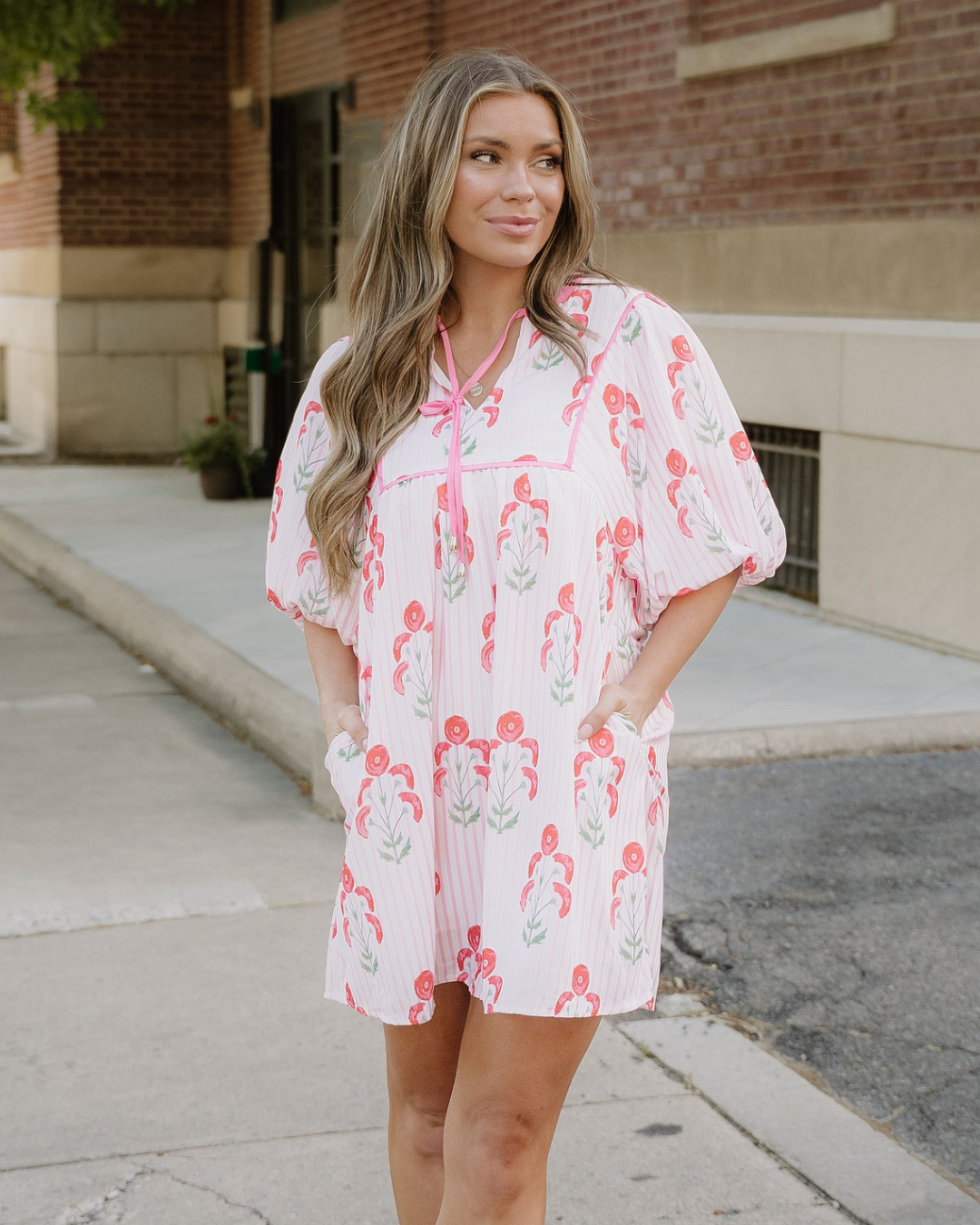 Catherine Puff Sleeve Flared Mini Dress in Sky Blue view 3