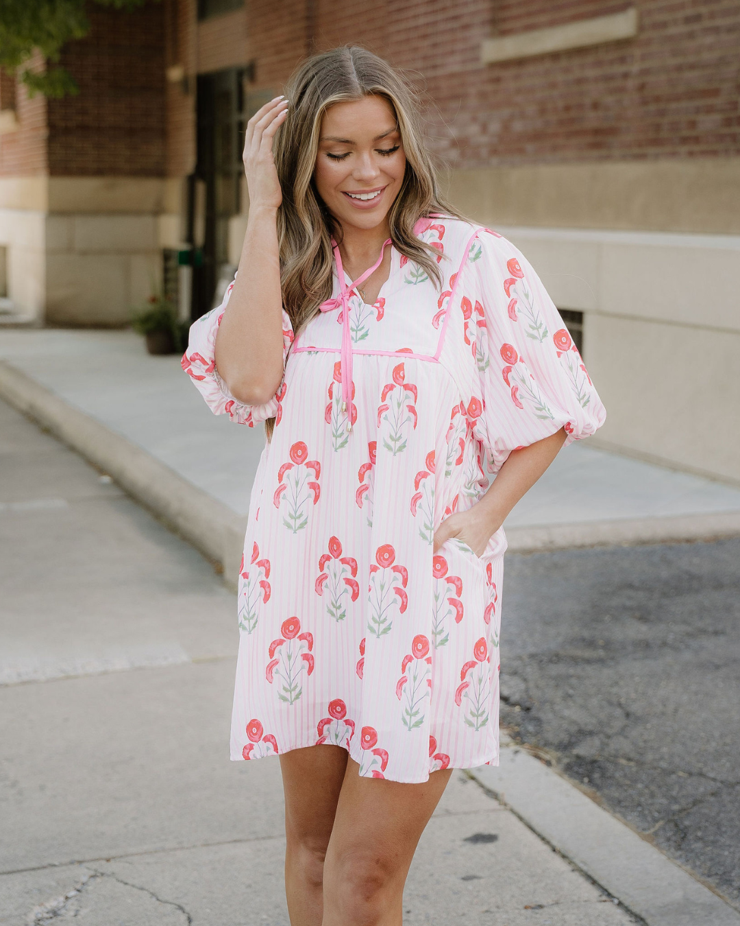 Catherine Puff Sleeve Flared Mini Dress in Sky Blue view 4