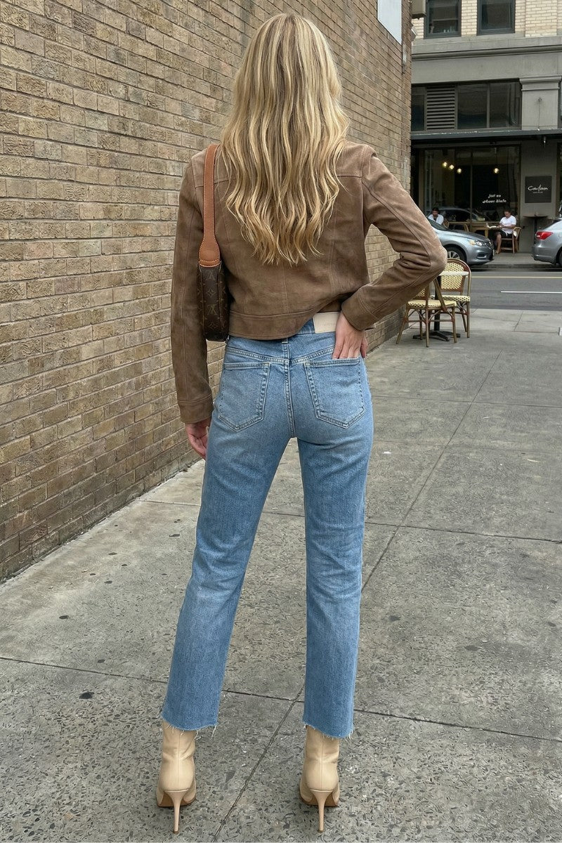 Cecilia Tummy Control High Rise Slim Straight Jeans in 11 (29) view 6 - High-Waisted (bottom)