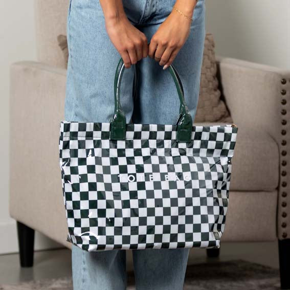 Charly Laminated Checkered Nylon Tote view 13 (bag)