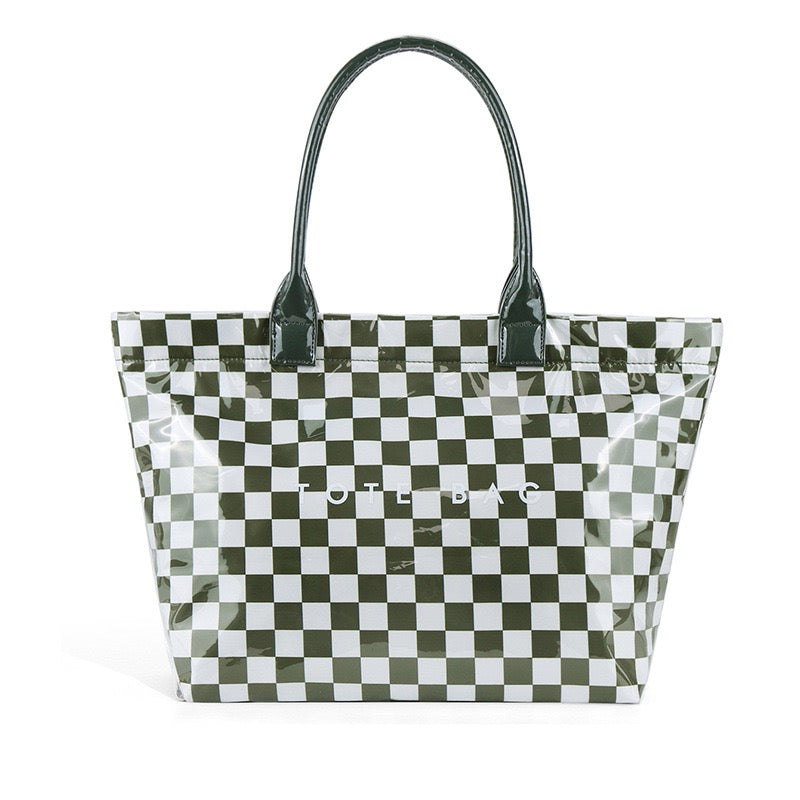 Charly Laminated Checkered Nylon Tote view 15 (bag)
