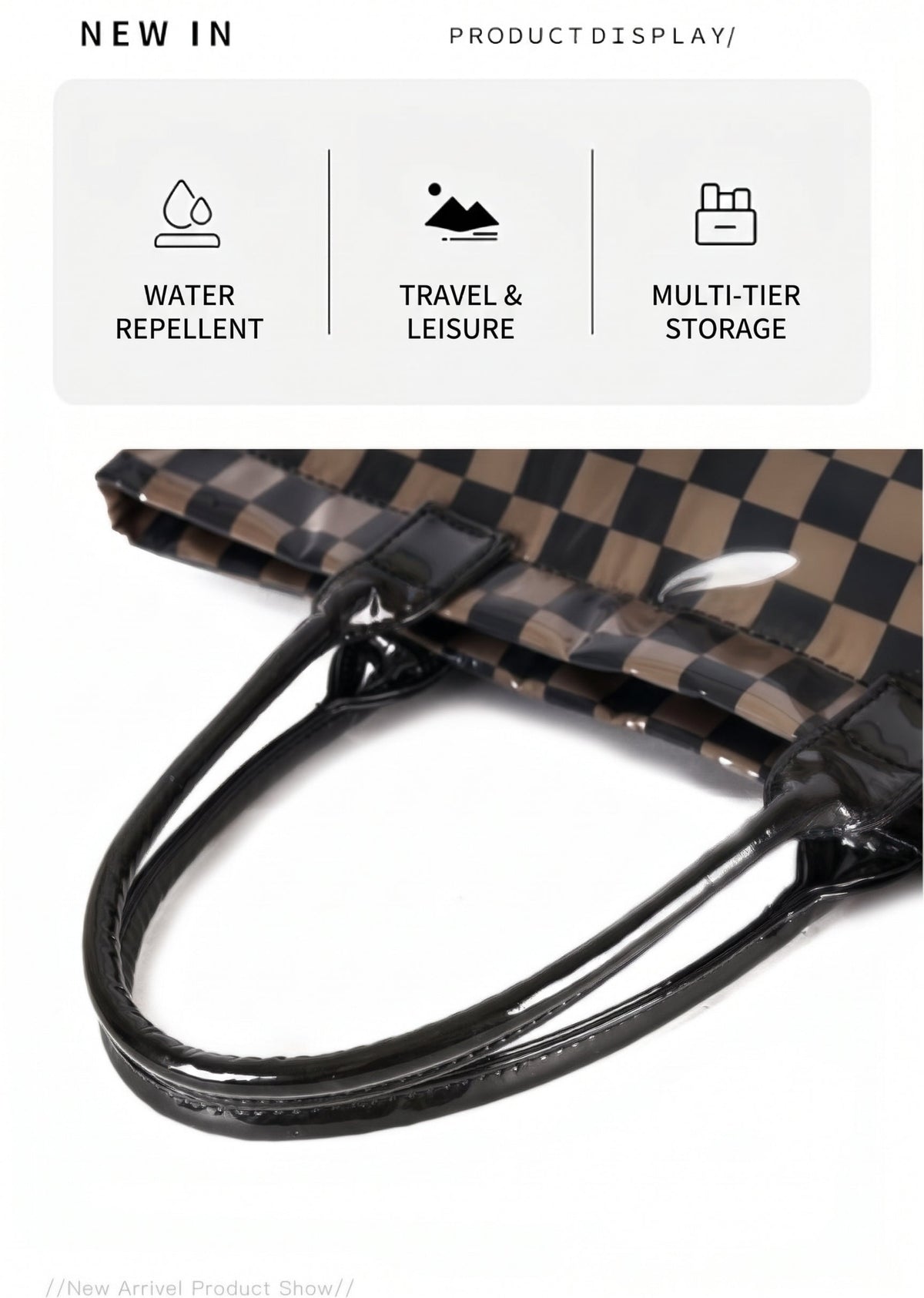 Charly Laminated Checkered Nylon Tote view 17 (bag)