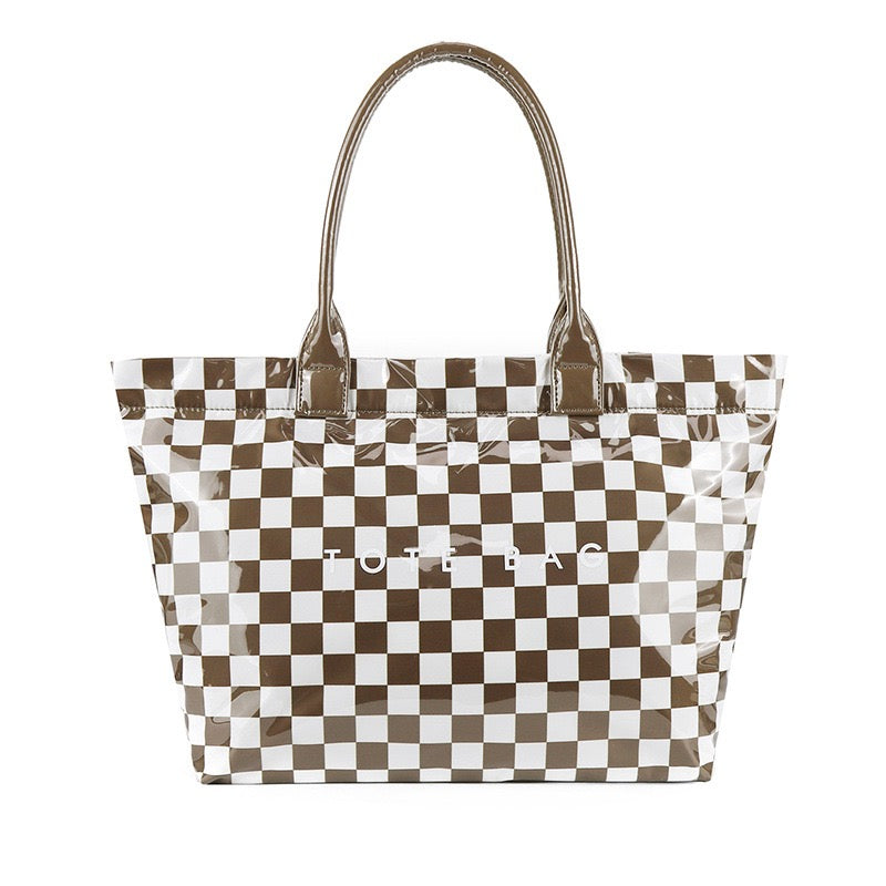 Charly Laminated Checkered Nylon Tote view 9 (bag)