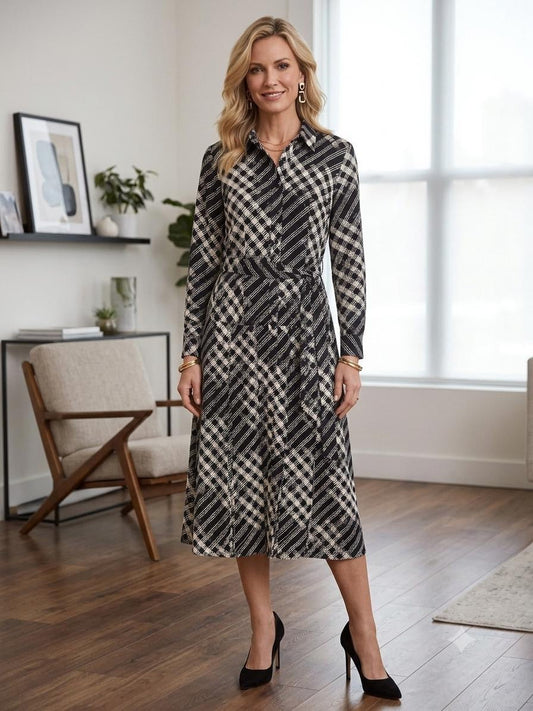 Checkered Shirt Midi Dress in S view 2 - Check Shirt Dress