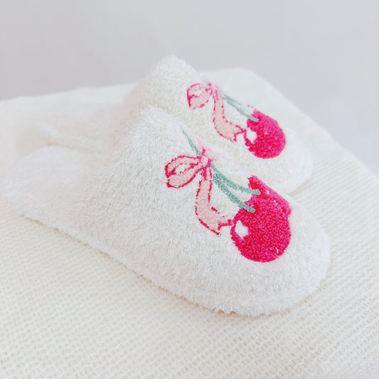 Cherry Bow Coziest Lounge Slippers in M/L view 2 - Cherry Shaped Slippers (piece)
