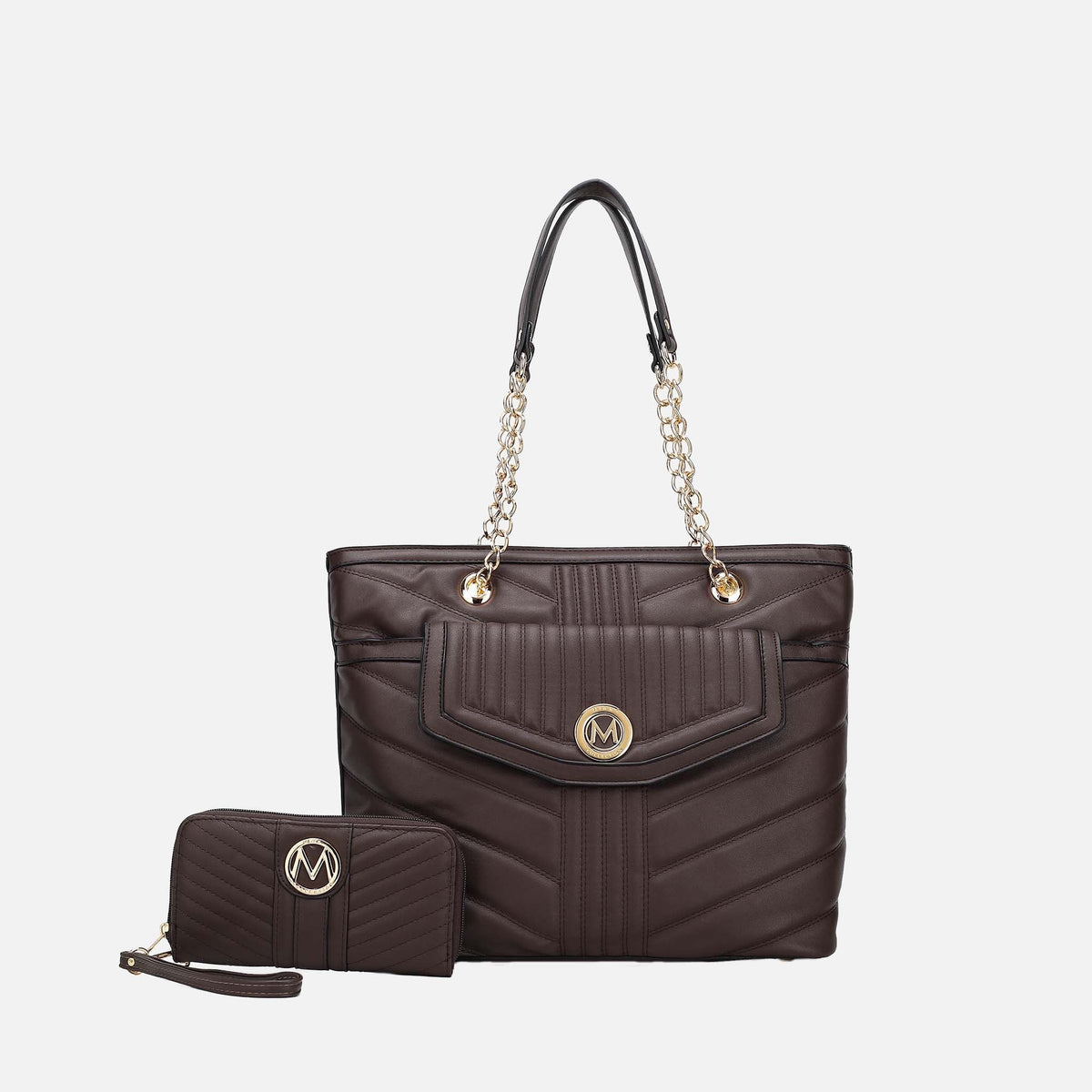 Chiari Tote Bag and Wallet Set in Pewter view 9 - Chiara Tote Bag (one-piece)