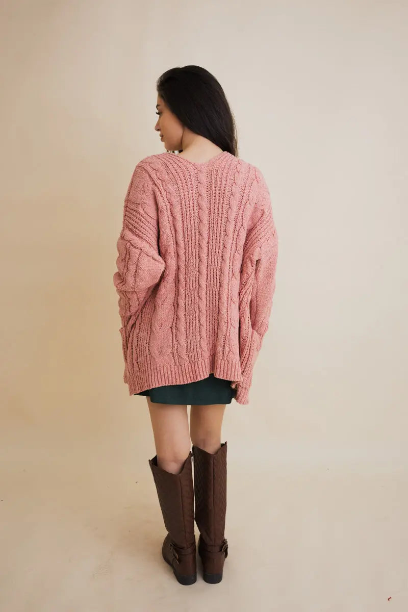 Classic Snuggle Comfort Cable Knit Cardigan Top - MeeeShop Women's Fashion