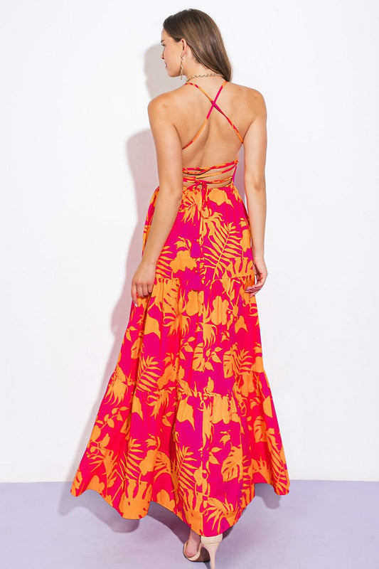 Close to Your Heart Woven Maxi Dress in FUCHSIA view 2 - Dress Clothes
