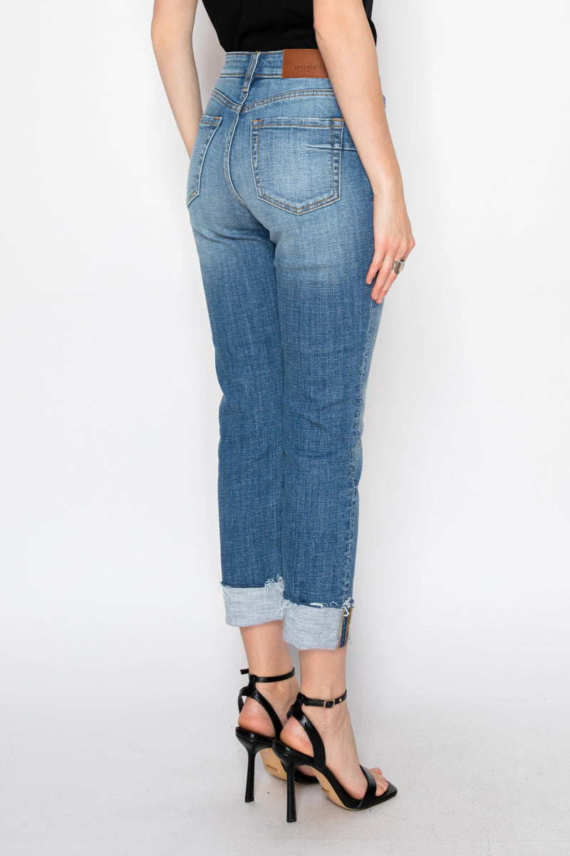 Colette Tummy Control High Rise Straight Leg Jeans in 9 (28) view 4 - High-Waisted (bottom)