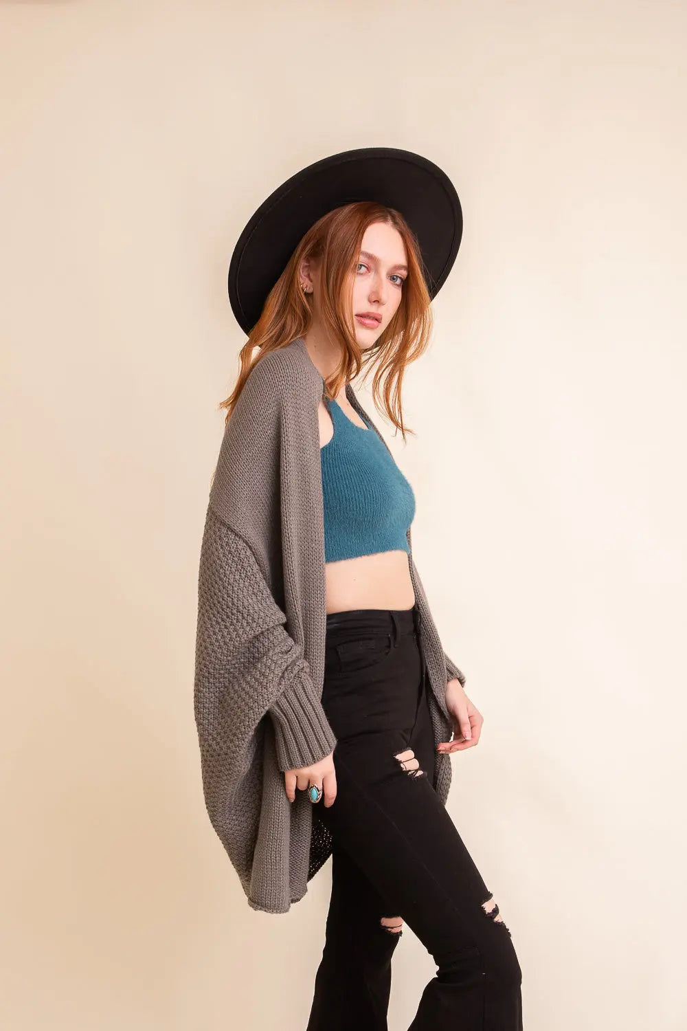 Cozy Chic Bat Wing Bliss Knit Cardigan Top - MeeeShop Women's Fashion