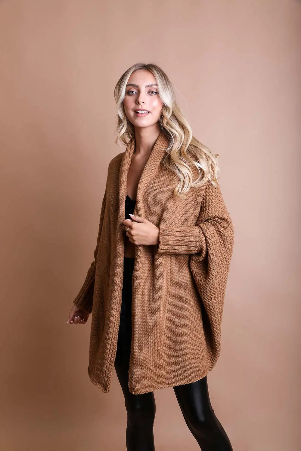 Cozy Chic Bat Wing Bliss Knit Cardigan Top - MeeeShop Women's Fashion