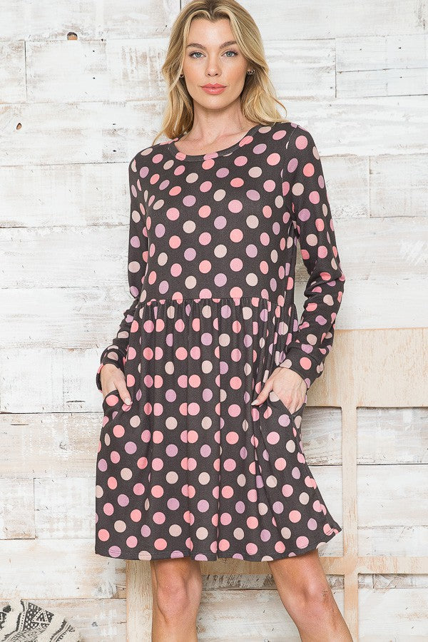 Cross Back Polka Dot Dress with Pockets - MeeeShop Women's Fashion