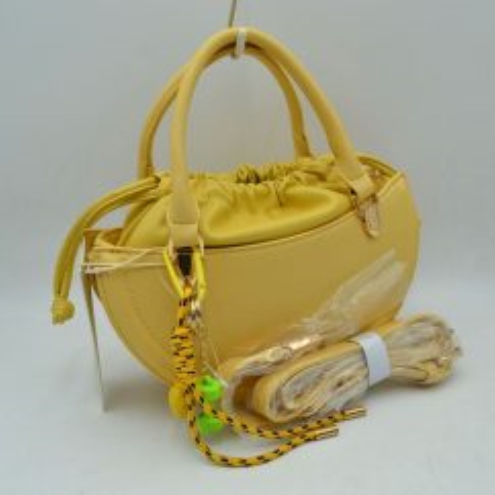 Curved Top Handle Handbag with Drawstring Inner Pouch in Pink view 6 - Curved Top Handle Bag