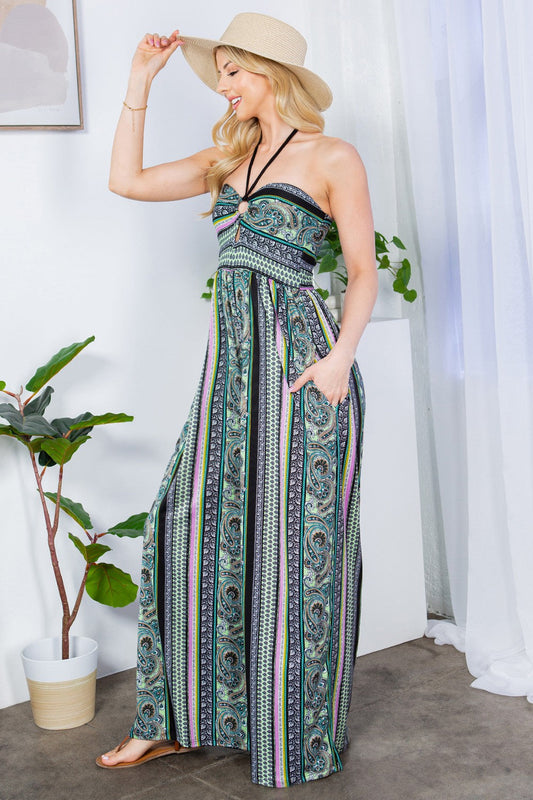 Cut Out Wide Leg Halter Jumpsuit with Pockets in M view 2 - Cut Out Jumpsuit Women (one-piece)