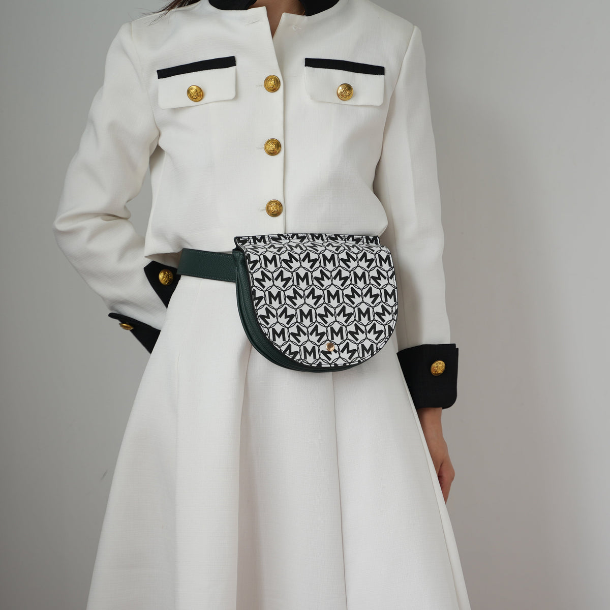 Daksha Monogram Belt Waist Bag in Chestnut view 2