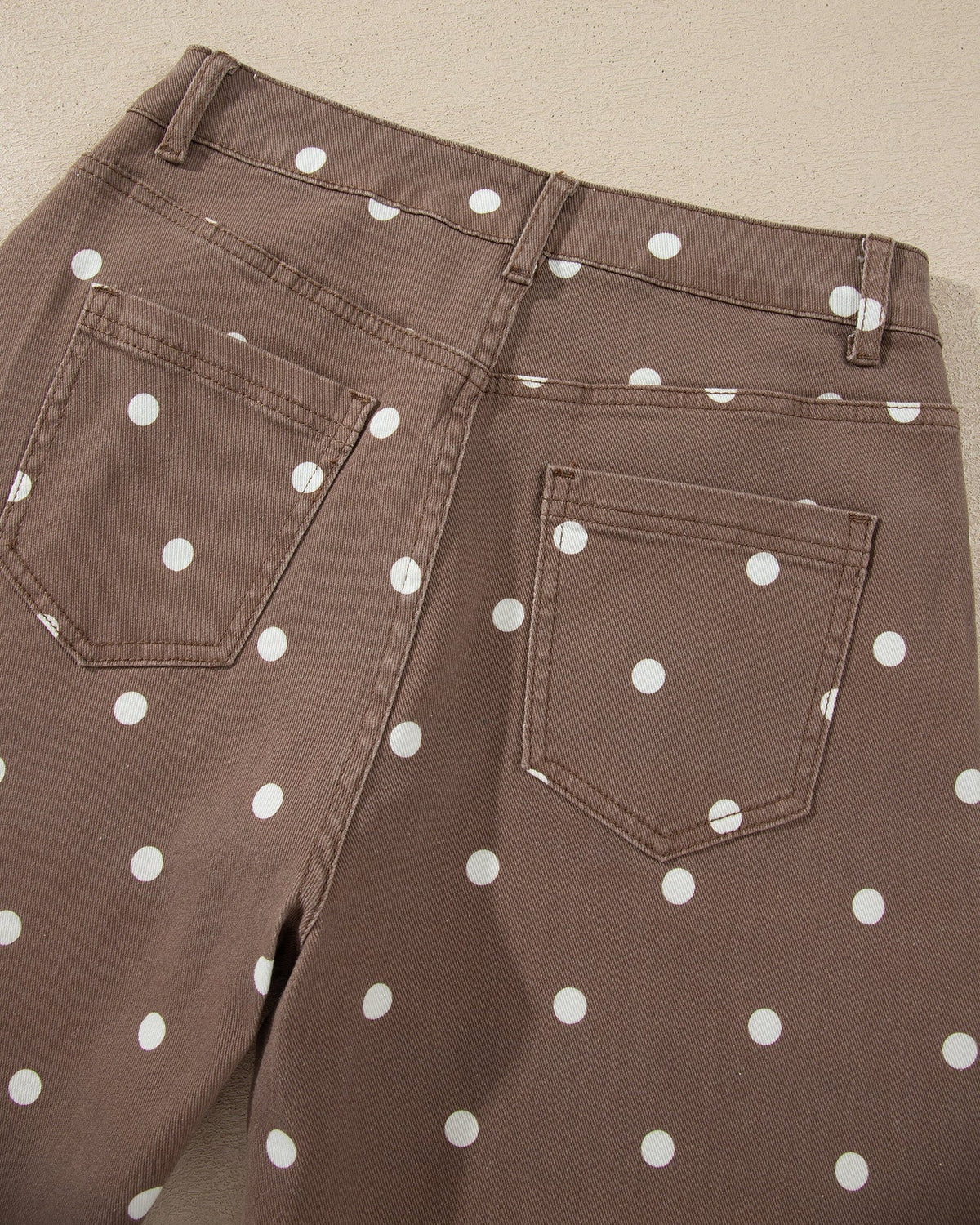 Dallas Polka Dot Print Barrel Jeans in Brown view 4 - Pol Jeans (bottom)