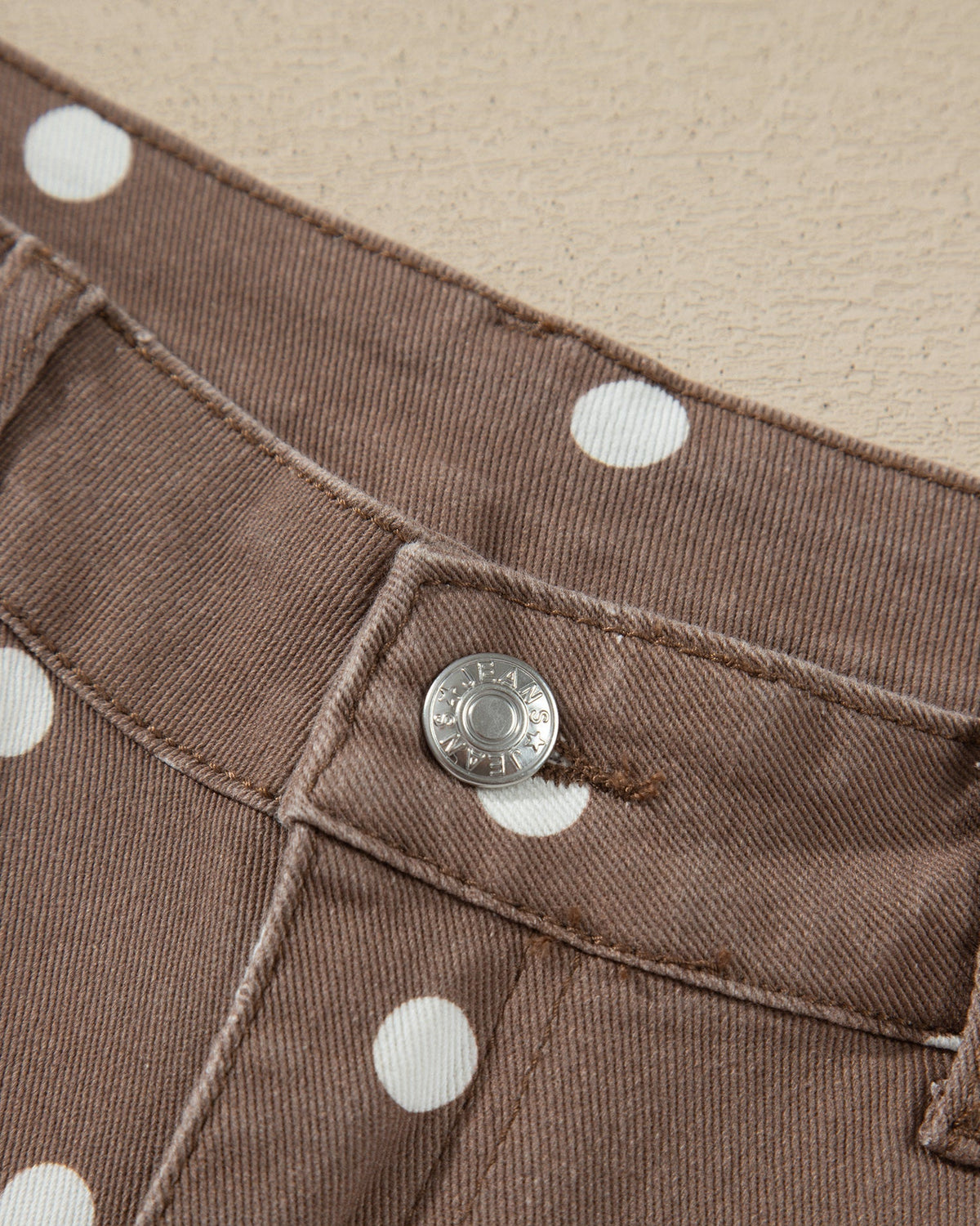 Dallas Polka Dot Print Barrel Jeans in Brown view 6 - Pol Jeans (bottom)