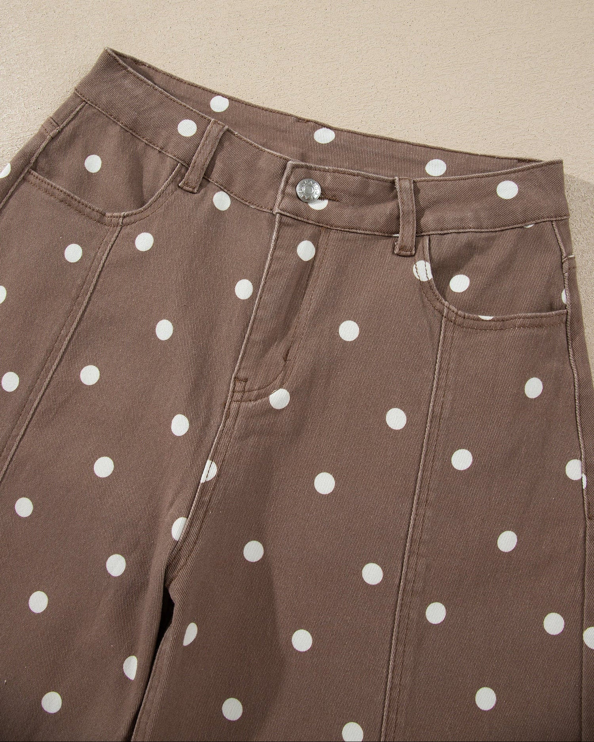 Dallas Polka Dot Print Barrel Jeans in Brown view 7 - Pol Jeans (bottom)