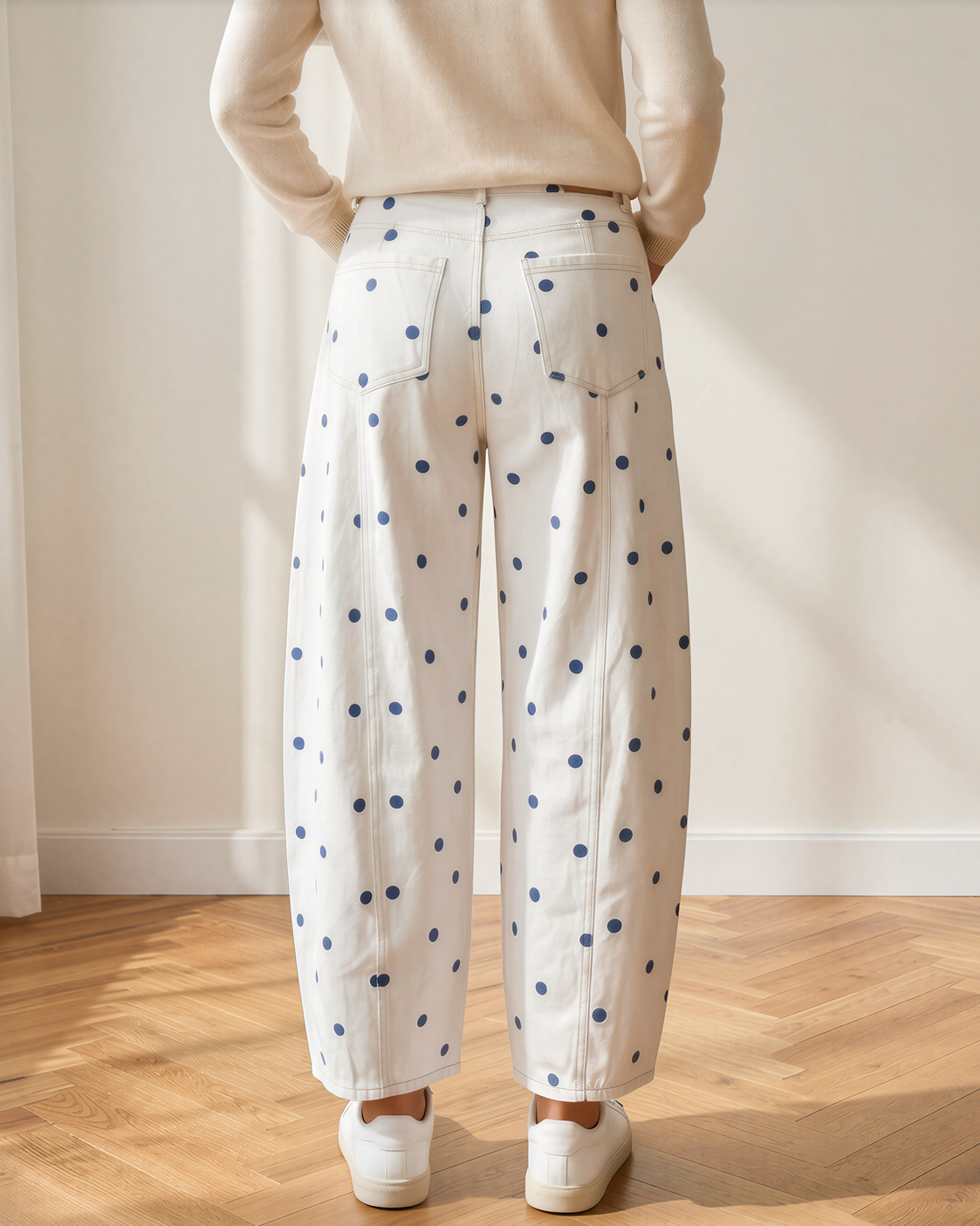 Dallas Polka Dot Print Barrel Jeans in Pink view 12 - Pol Jeans (bottom)