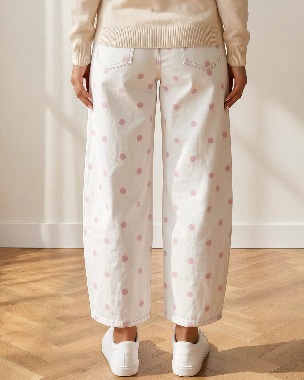 Dallas Polka Dot Print Barrel Jeans in Pink view 9 - Pol Jeans (bottom)