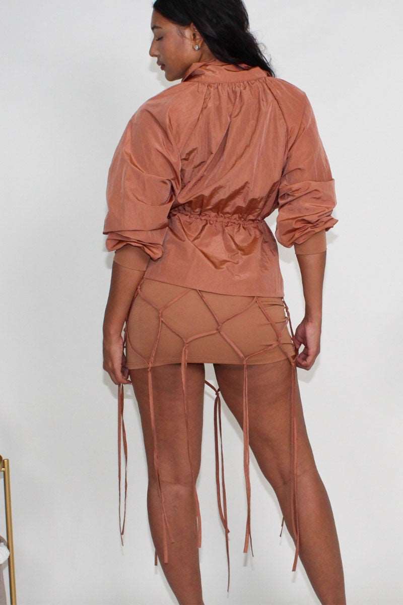 Desert Rose: Cinched Waist Windbreaker and Tassel Skirt Set view 9 - Desert Flower Skirt