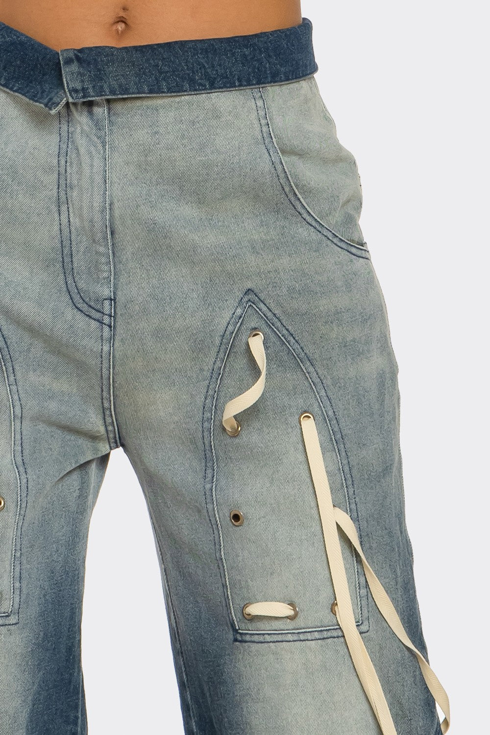 Distressed Denim Wide-leg Pants in 1XL view 4 - Distressed Denim Pants Women'S (bottom)