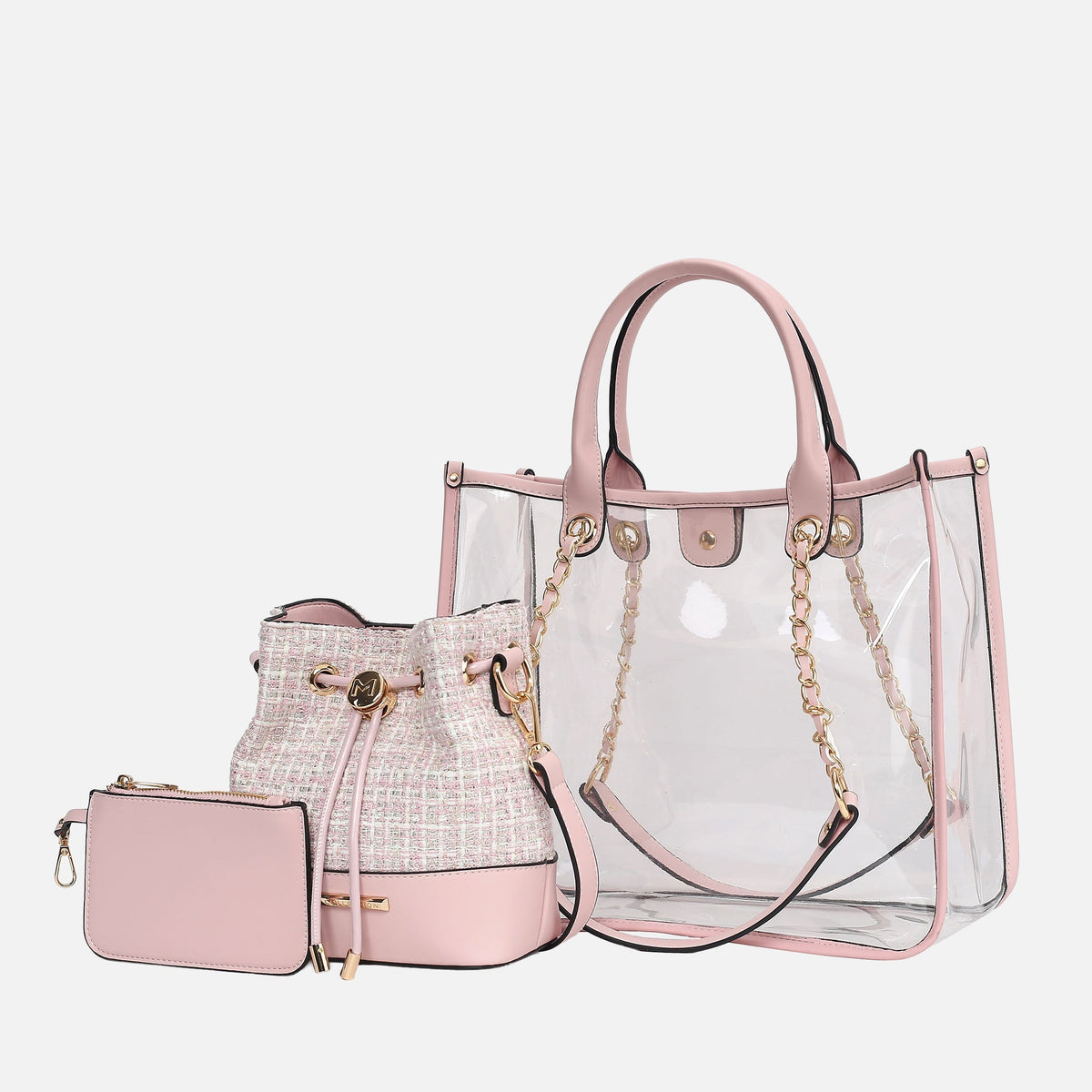Diva Pvc Tote Bag with Tweed Bucket Bag view 9 - Bag Tote