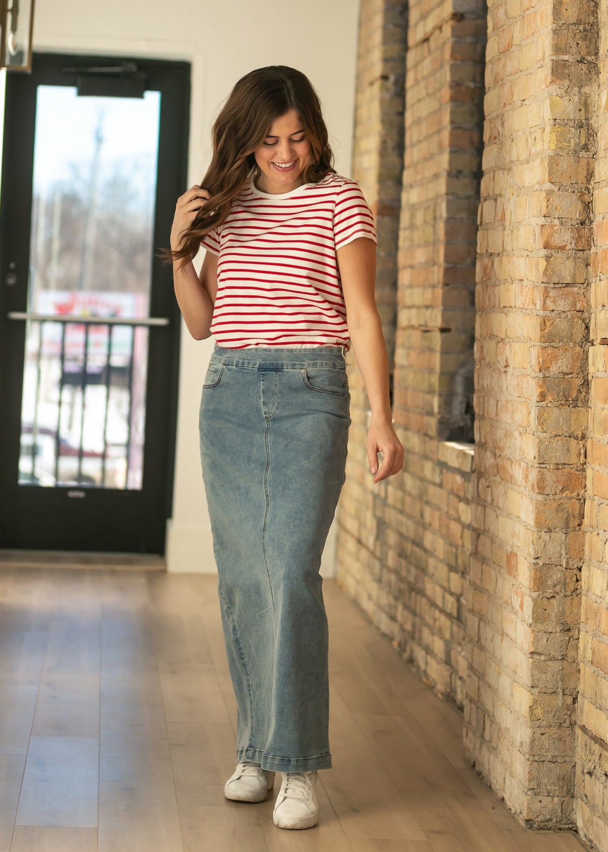 Donna Classic Wash Maxi Denim Skirt in 12 view 5 (dress)