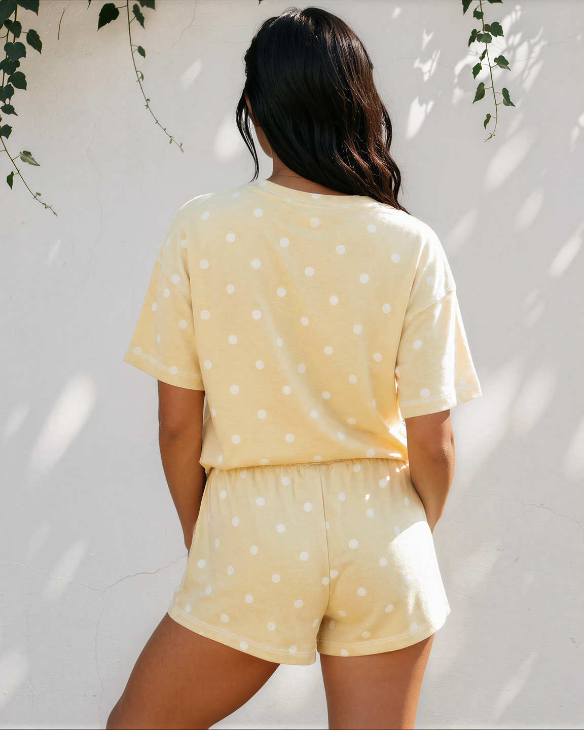 Dottie Short Sleeve Loose Top Drawstring Shorts Set in Sky Blue view 14 - Relaxed Fit - Short Dot Top