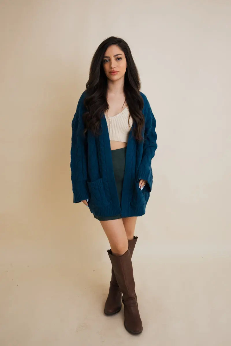Dreamy Days Cable Knit Open Cardigan Top - MeeeShop Women's Fashion