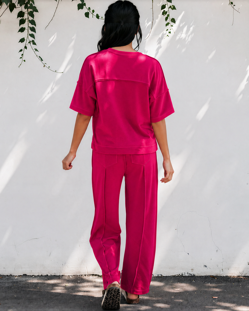 Drop Shoulder Boxy Tee and Barrel Pants Set view 22 - Shoulder Drop Set Workout (top)