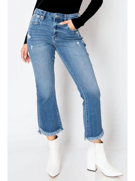Eco Friendly Crop Flare Jeans in 3 (25) view 2 - Eco Friendly Jeans Brands (bottom)