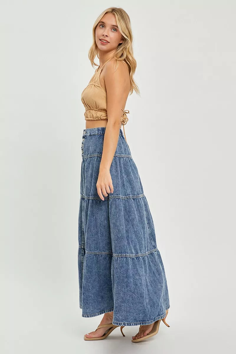 risen high rise Risen High Rise Ruffle Long Skirts view 6 (skirt) - shop at us.meeeshop