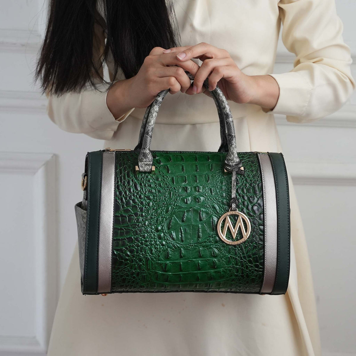Eleanor Embossed Shoulder Bag in Croco Cognac view 2 - Eleanor Croc Embossed Bag