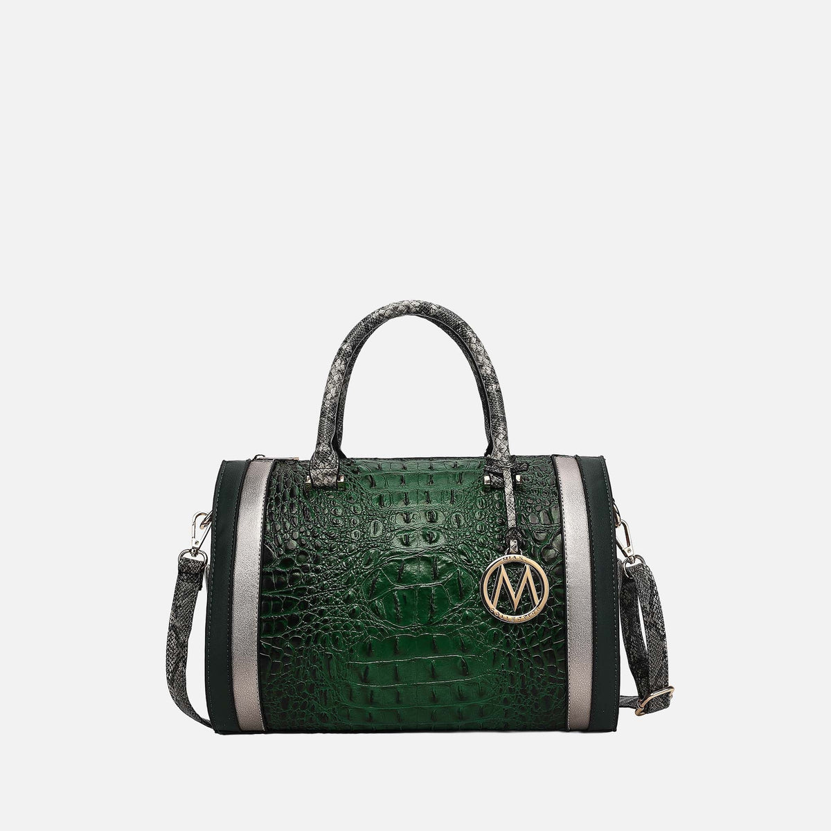 Eleanor Embossed Shoulder Bag in Croco Light Grey view 6 - Eleanor Croc Embossed Bag