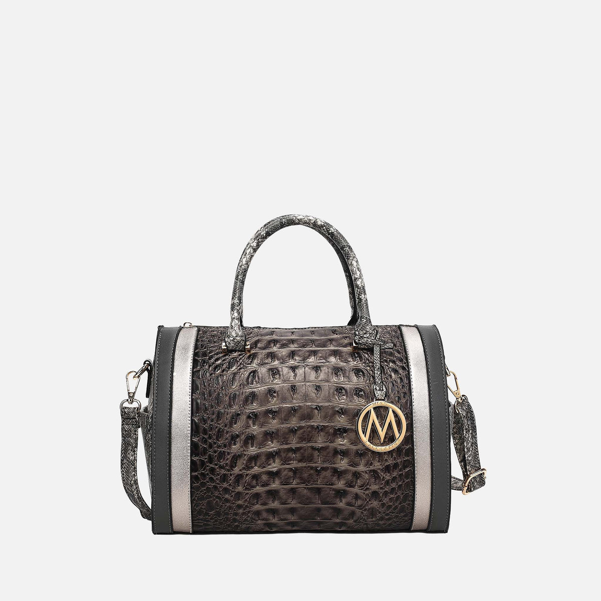 Eleanor Embossed Shoulder Bag in Croco Navy view 8 - Eleanor Croc Embossed Bag