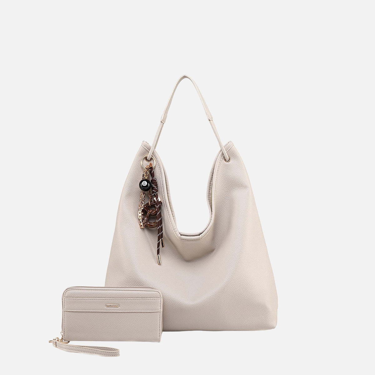 Eloa Hobo Bag with Wallet in Black - Elongated Hobo Bag