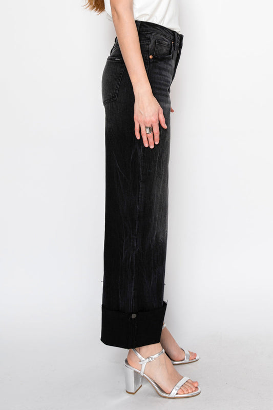 Elodie Tummy Control Inseam Transform High Rise A-line Wide Jeans in 5 (26) view 2 - High-Waisted (bottom)