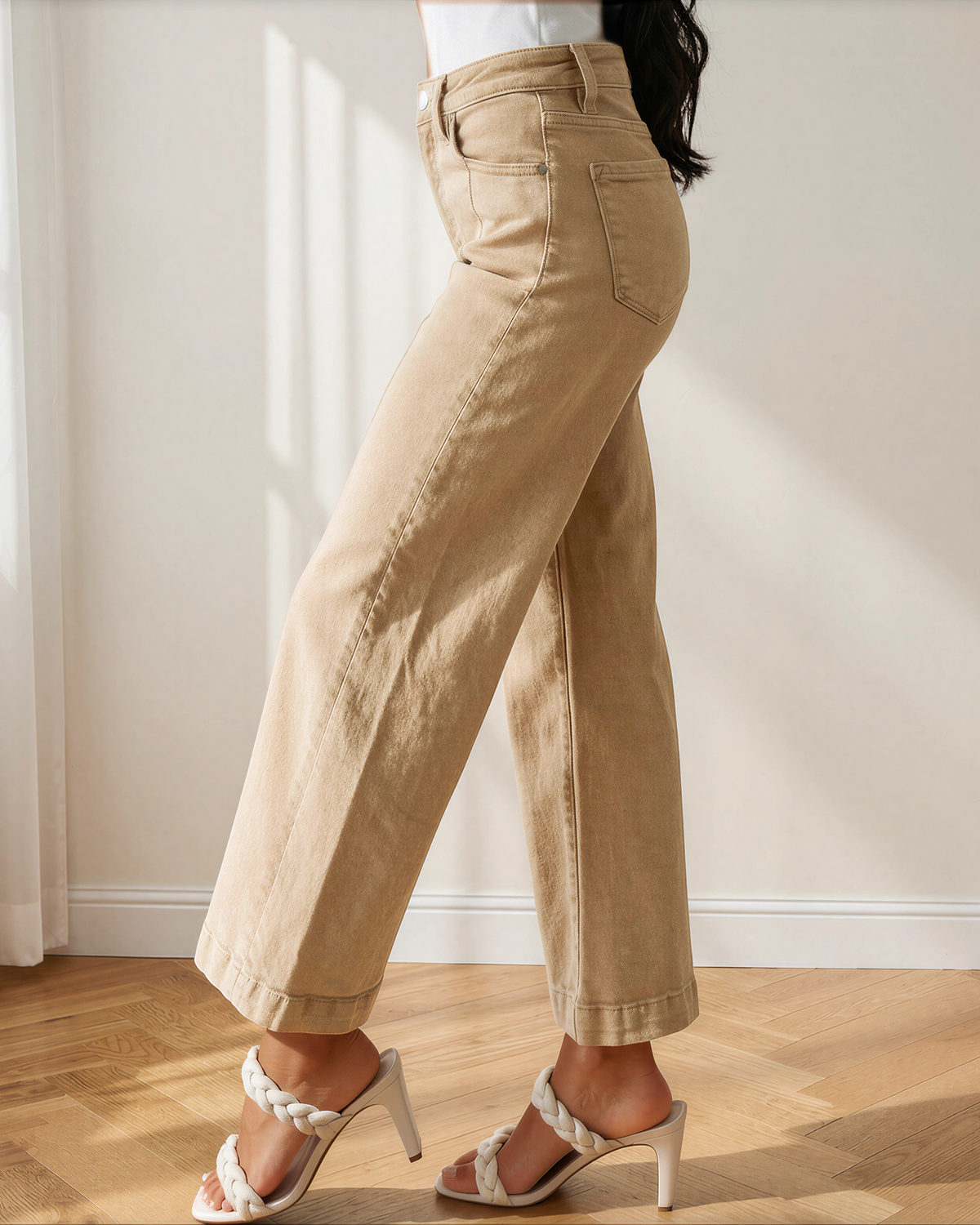 Elsie Center Seam Cropped Jeans in Apricot view 7 (bottom)