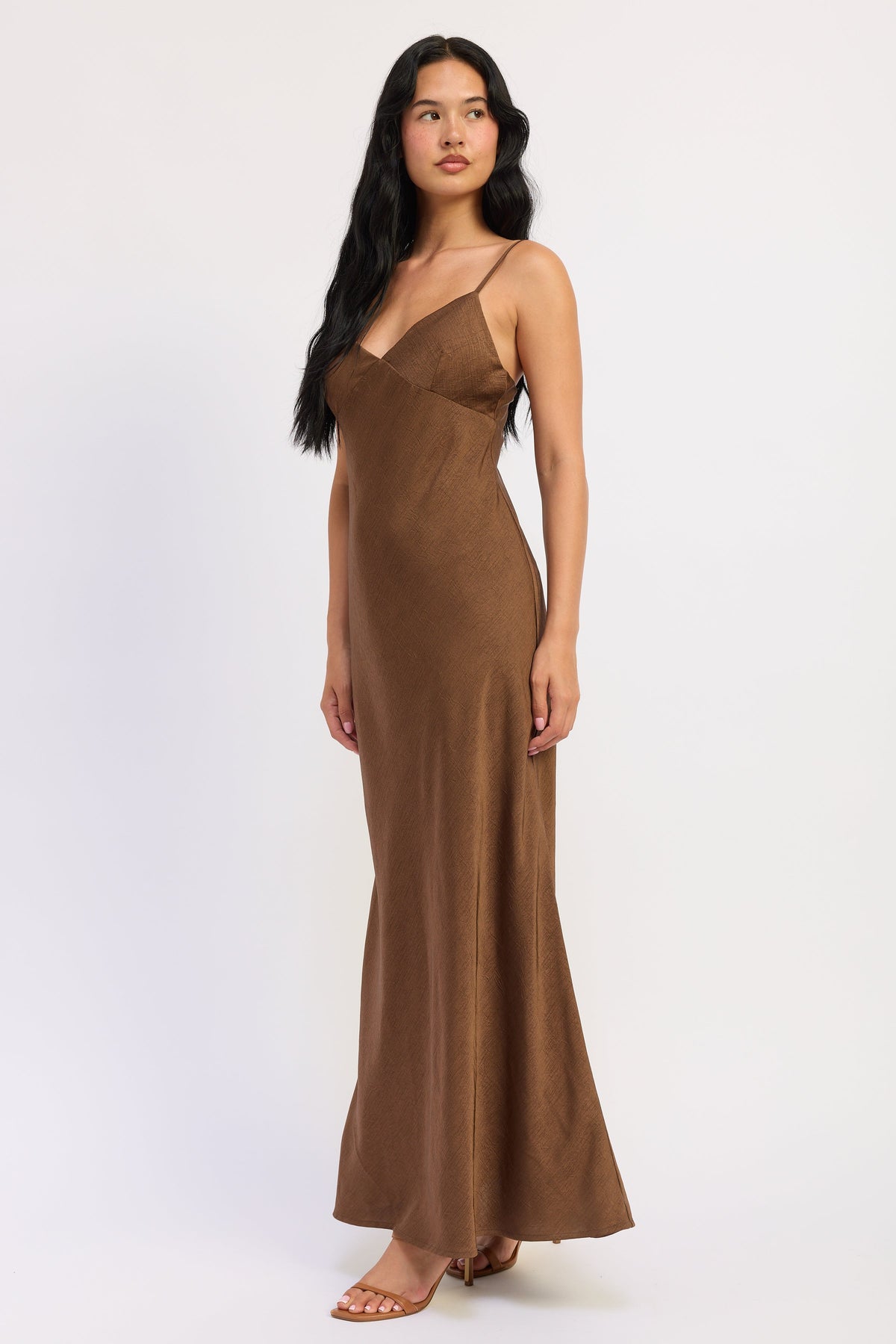 Emory Park Amara Satin Maxi Dress in Avocado view 2 - Amara Satin Dress Revelry