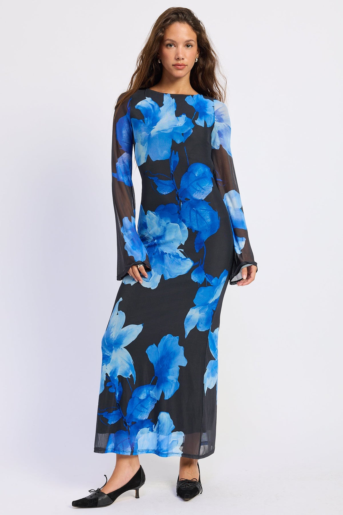 Emory Park Camryn Maxi Dress in Black Blue Floral view 2 - Camryn Maxi Dress In Floral More To Come