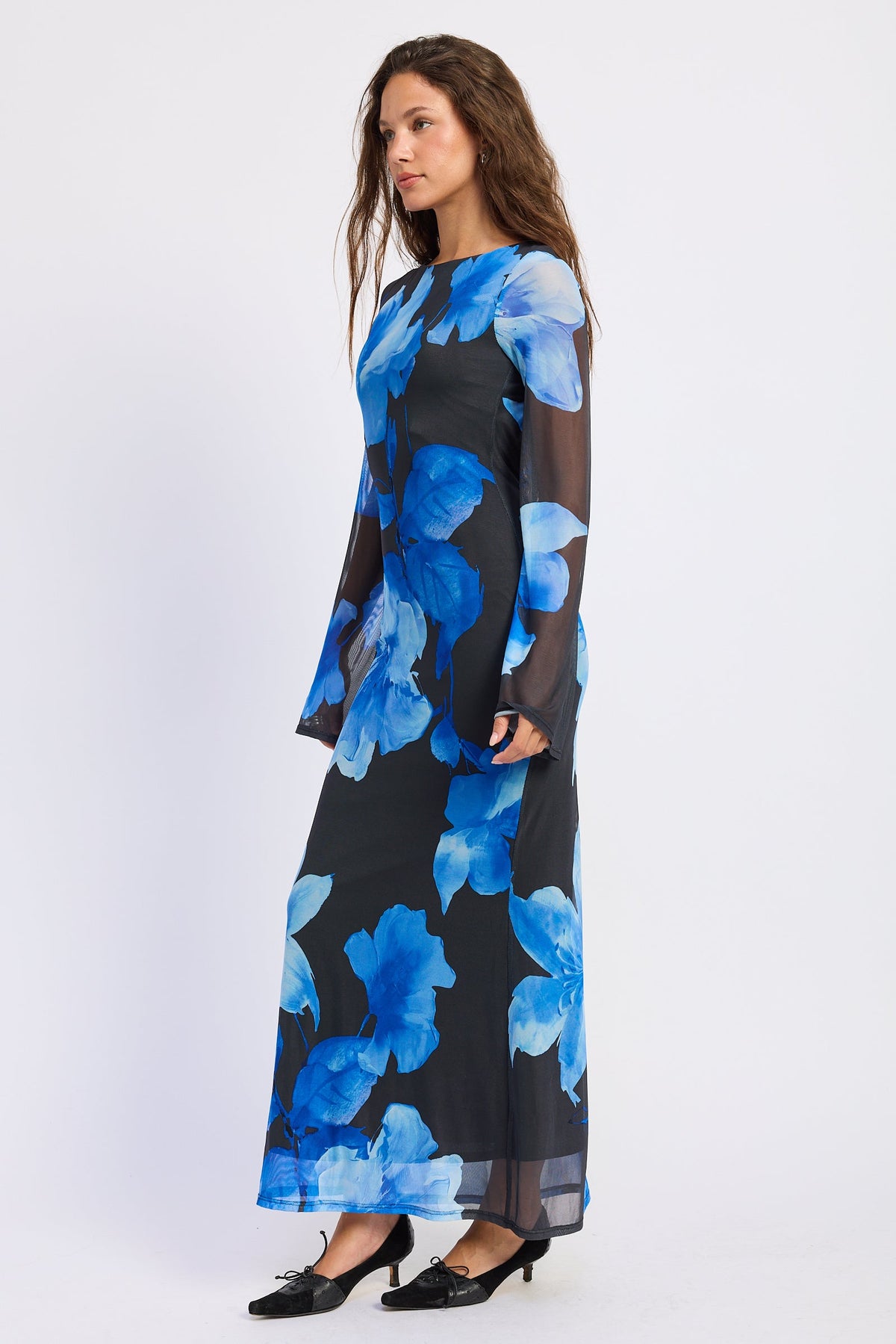 Emory Park Camryn Maxi Dress in Black Blue Floral view 3 - Camryn Maxi Dress In Floral More To Come